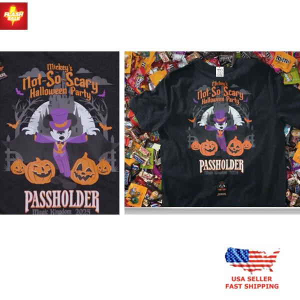

New Apparel 2025 Mickey’s Not So Scary Halloween Party Disney T-Shirt Unisex T-Shirt L