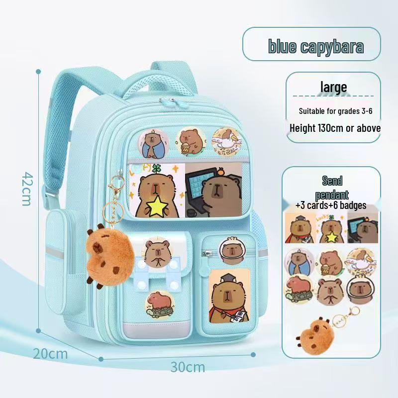 Kids' Lightweight Backpack with Spine Protection for Grades 1-6, Large Capacity, Ideal for Boys and Girls