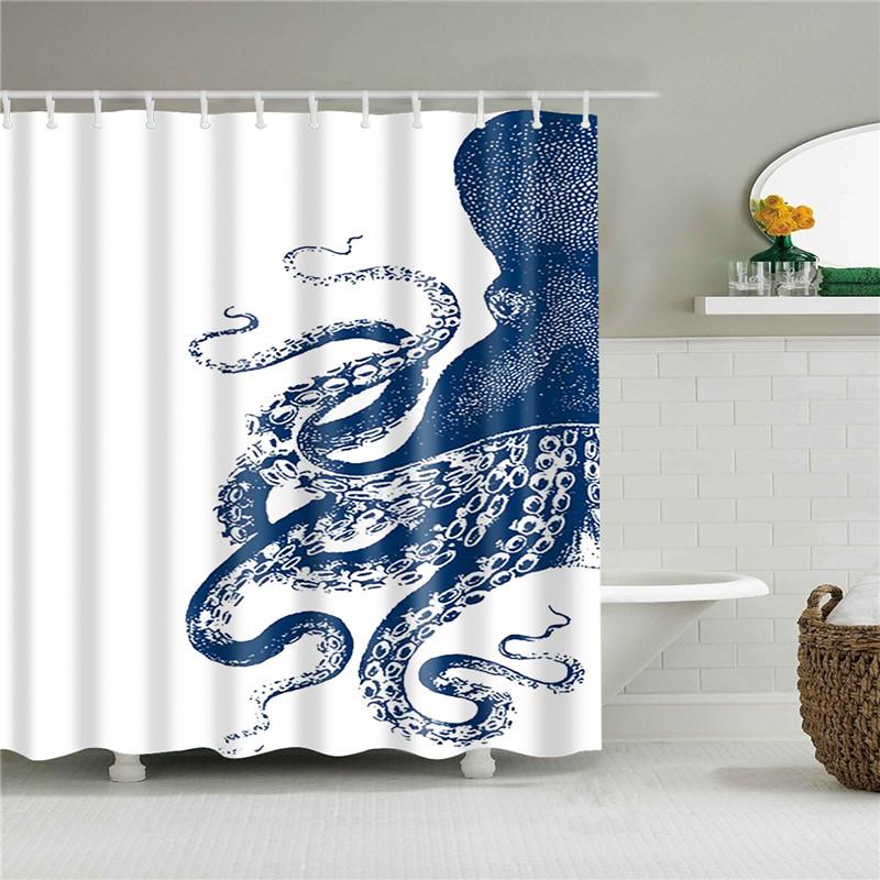 Animals Octopus Wolf Lion Seahorse Turtle Shower Curtains Bathroom Curtain Frabic Waterproof Polyester Bathroom Curtain Hooks