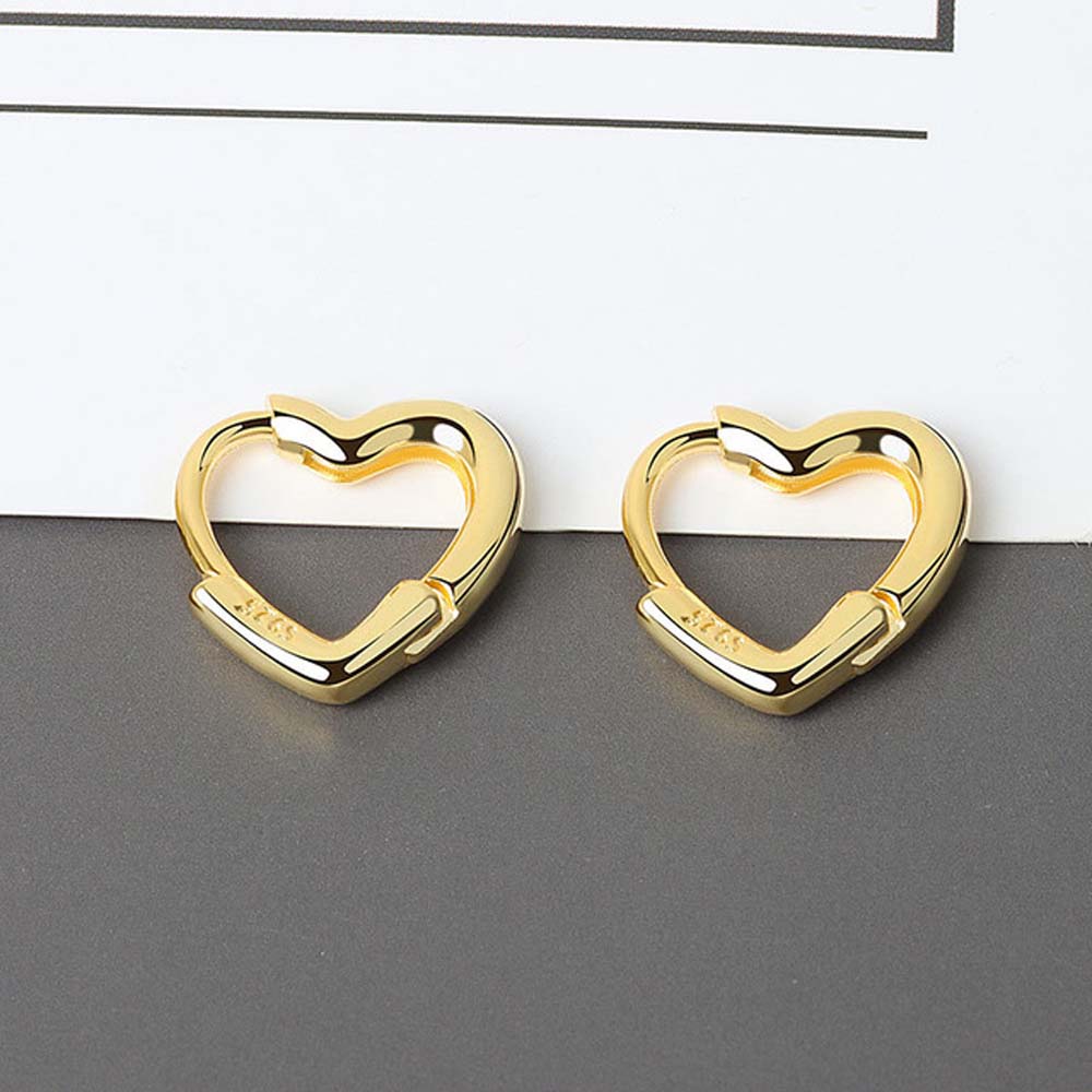 Wild Cute Simple Girls Heart Buckle Hoop Earrings Fashion Jewelry Piercing Earrings Copper