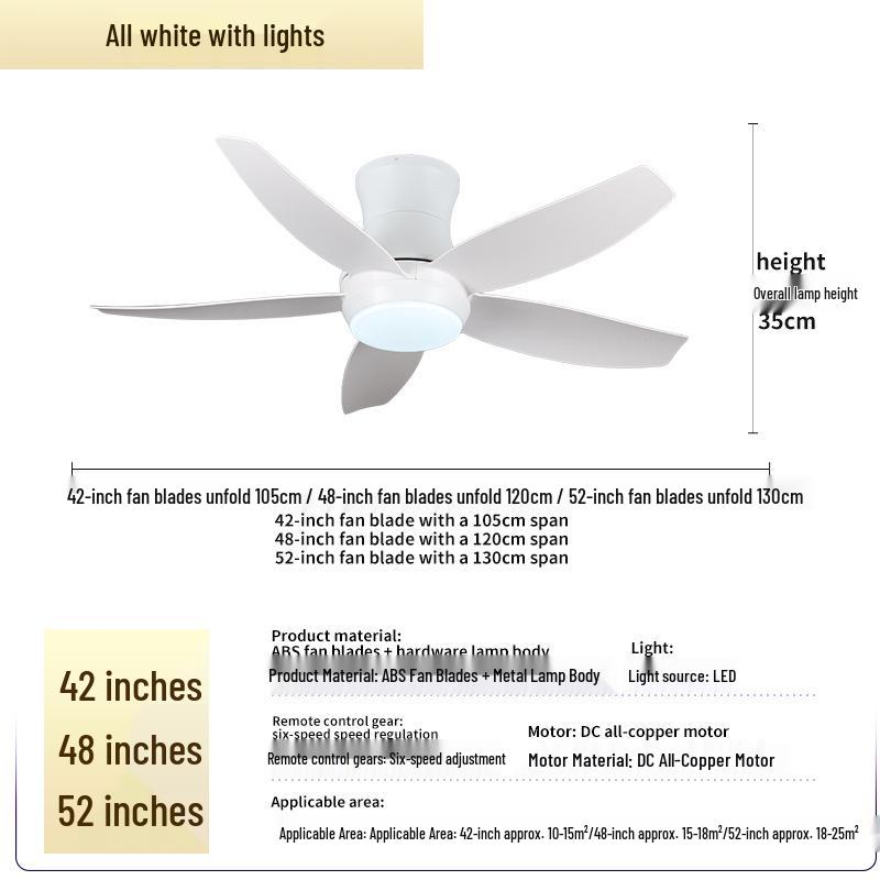 Minimalist Chinese-Style Silent Ceiling Fan with Light & Full Spectrum Eye Protection for Bedrooms & Restaurants