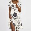 Women's Casual Short Sleeved Dress With Floral Print And Pocket Design And Pocket Design
