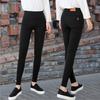 Black Skinny Pants For Women With Polyester Fabric Slim Fit High Waist Casual Trousers