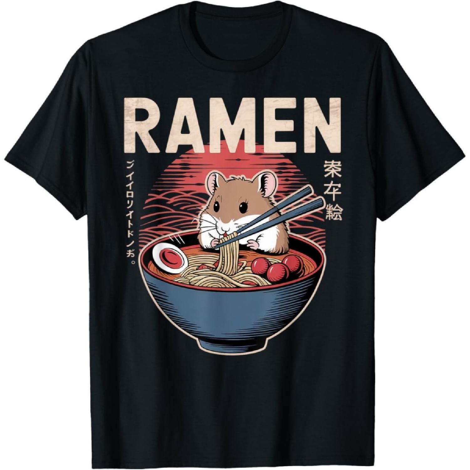 Аниме Хомяк Манга Каваий Отаку Нэко Японский Рамен Хомяк Футболка S