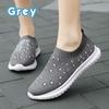 Fashion Women Flat Shoes Knitted Shoes Breathable Mesh Sneakers Crystals Sparkly Sock Shoes Casual Lightweight Walking Shoes