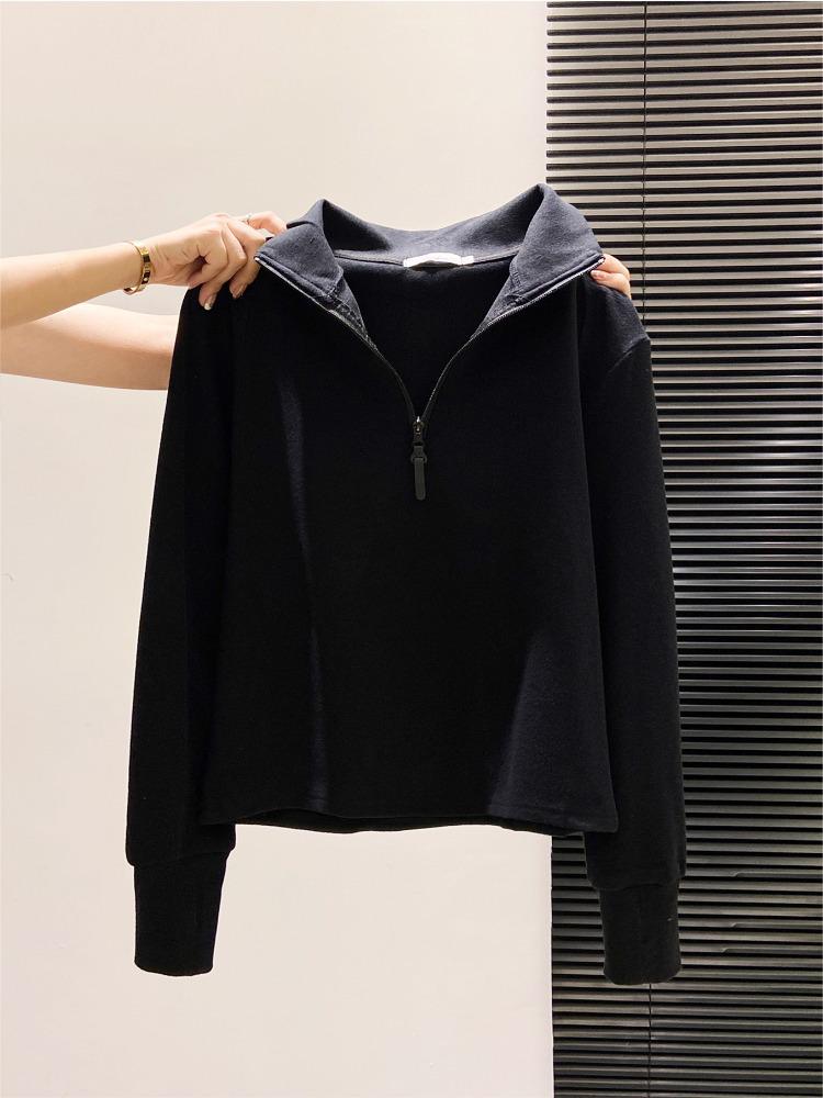 Damen Halbhoher Kragen Fleece Langarm T-Shirt 2025 Hoodie