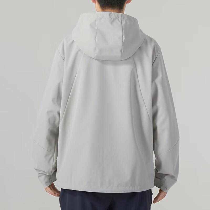 Under Armour Solid Logo Outdoor Training Running Fitness Woven Hooded Jacket Men Jacket Light-Gray 23600401-009