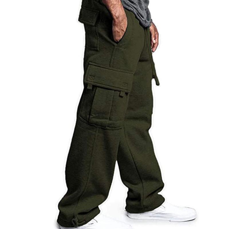 Neue Sweatpants mit geradem Bein Sport Fitness Freizeithose Mehrere Taschen Lockere Lange Hose Herren