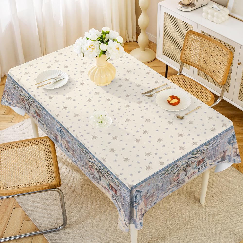 Central Asian Russian PVC Dining Tablecloth, Oil & Scald-Proof, Wash-Free, for Rectangular Tables.
