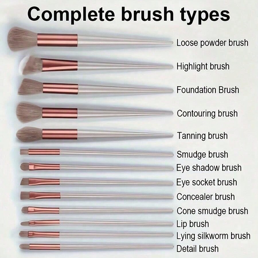 Professional Makeup Brush Set With Soft Hair, Including Eye Shadow, Foundation, Blush Brushes And 2 Brown Makeup Sponges