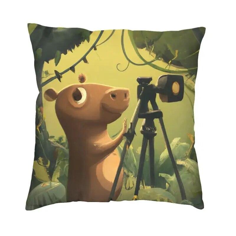 Capybara Try Eating Cushion Cover Nordic Pillow  for Car Sofa Printed
