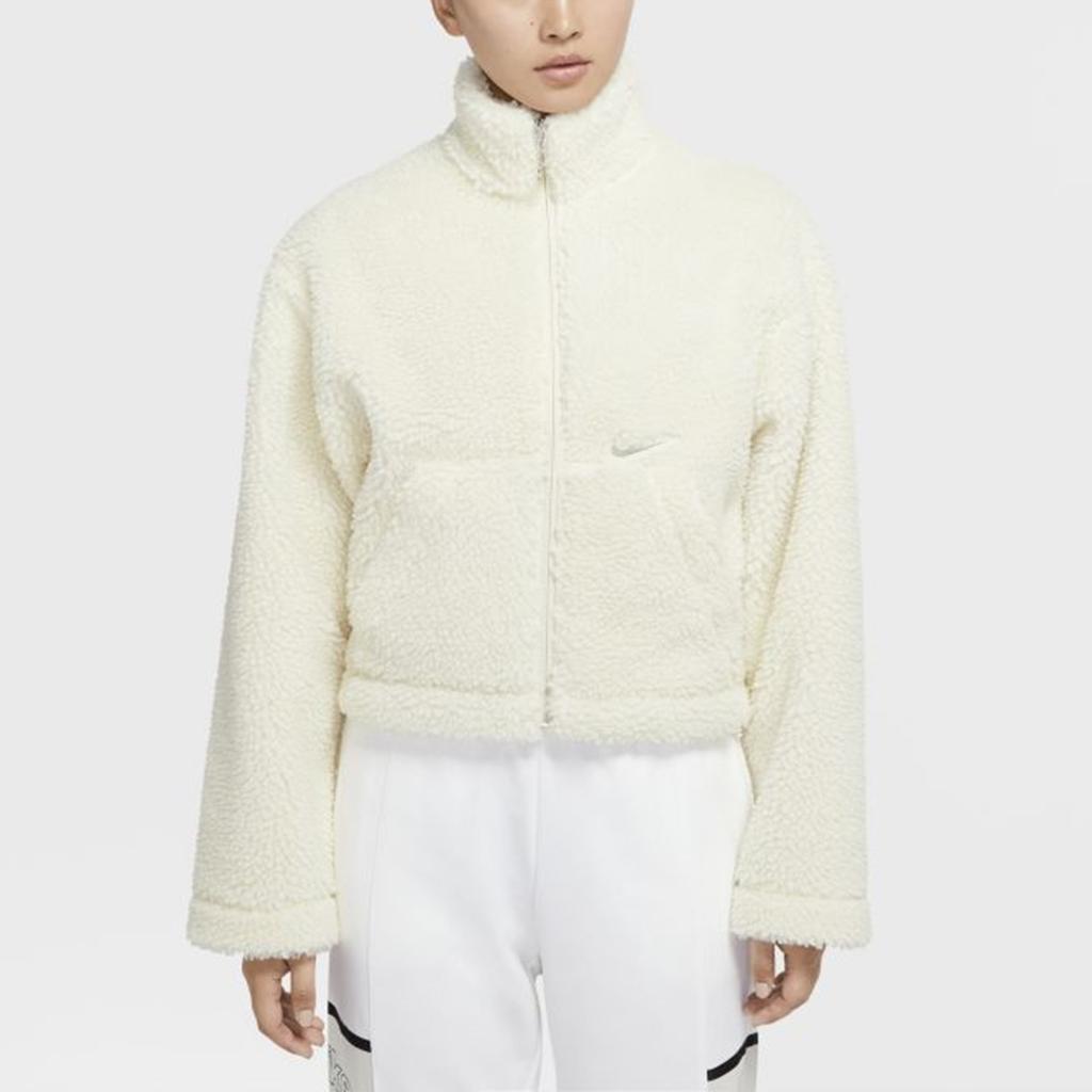 Nike Velvet Jackets Women's White Stand Collar Moderate CU6640-238