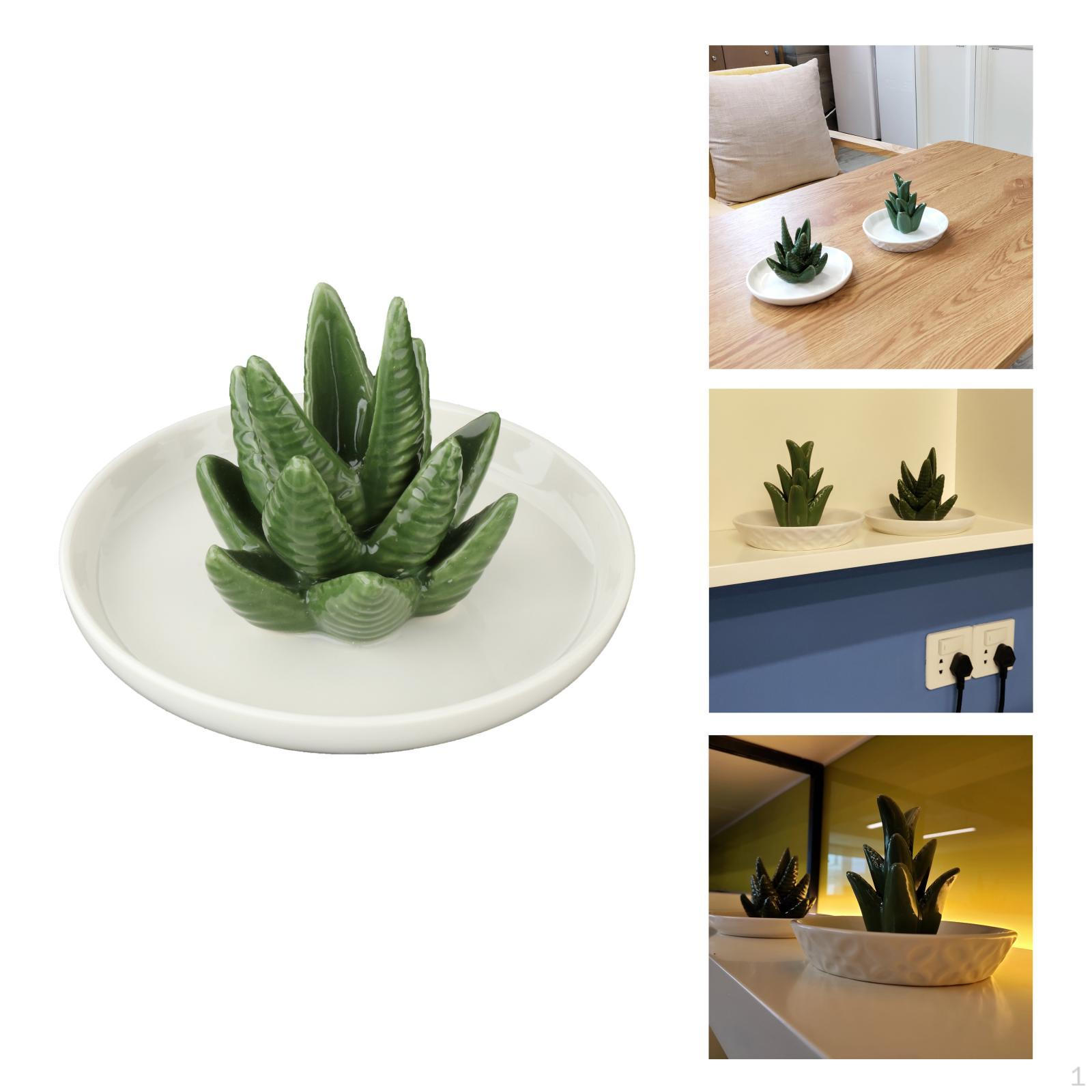 

Ceramic Aloe Jewelry Holder Tray Earrings Necklace Bracelets Display Organizer Living Room Decor Style 2
