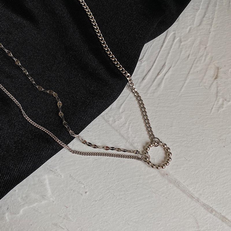French Temperament Choker Neck Chain Necklace Female Trendy Design Double Chain Ring Collarbone Chain
