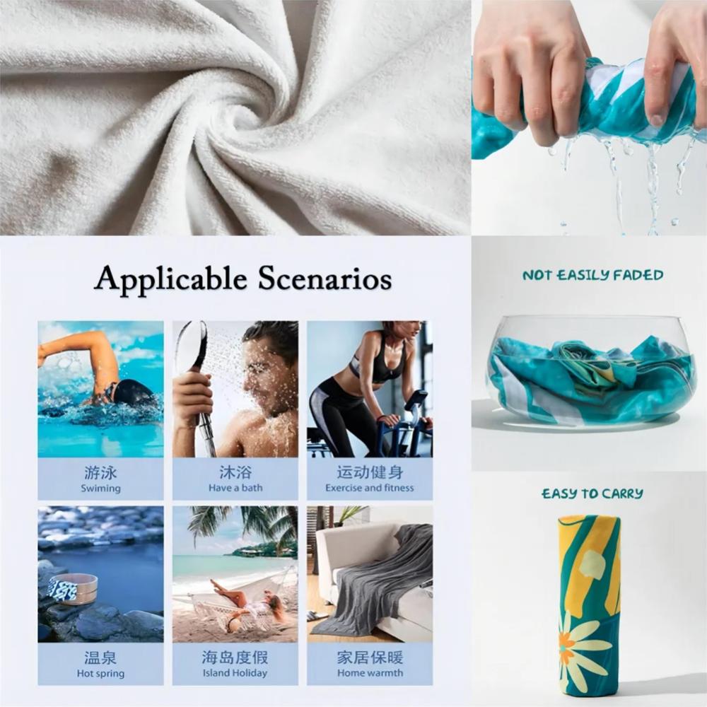 Capybara Microfiber Beach Towel Flower Bath Towel 100x200cm Quick Drying Sand Free Proof Pool Towels Lounge Cover for Women