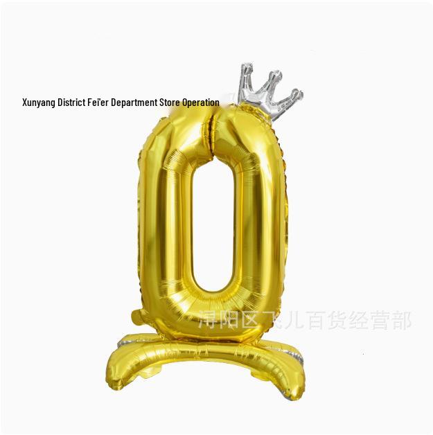 32-Inch Ins Style Digital Standing Crown Base Foil Balloon for Children's First Birthday