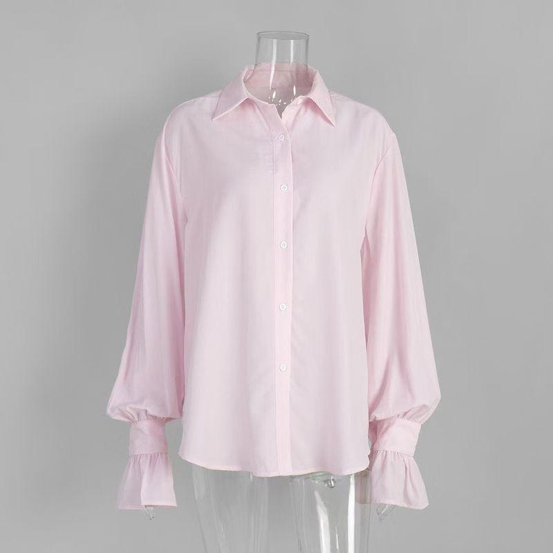 

Fashion Style New Arrival Tencel Cardigan Top Long Sleeves Shirt Loose Casual Shirt Loose Casual Shirt Pink S