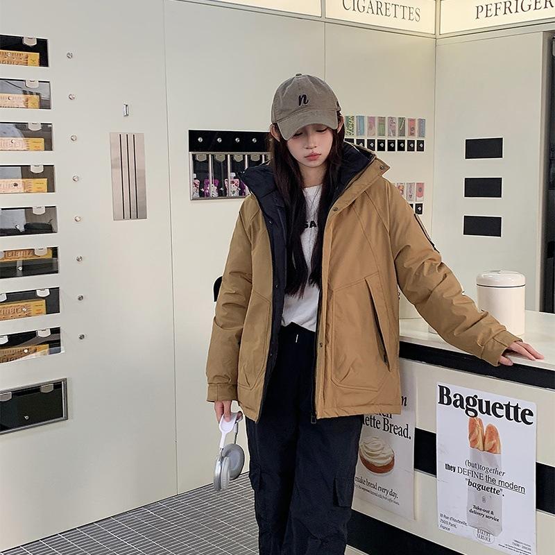 2025 winter new plus-size down cotton jacket women's middle school over the knee student bread suit sports leisure couple jacket