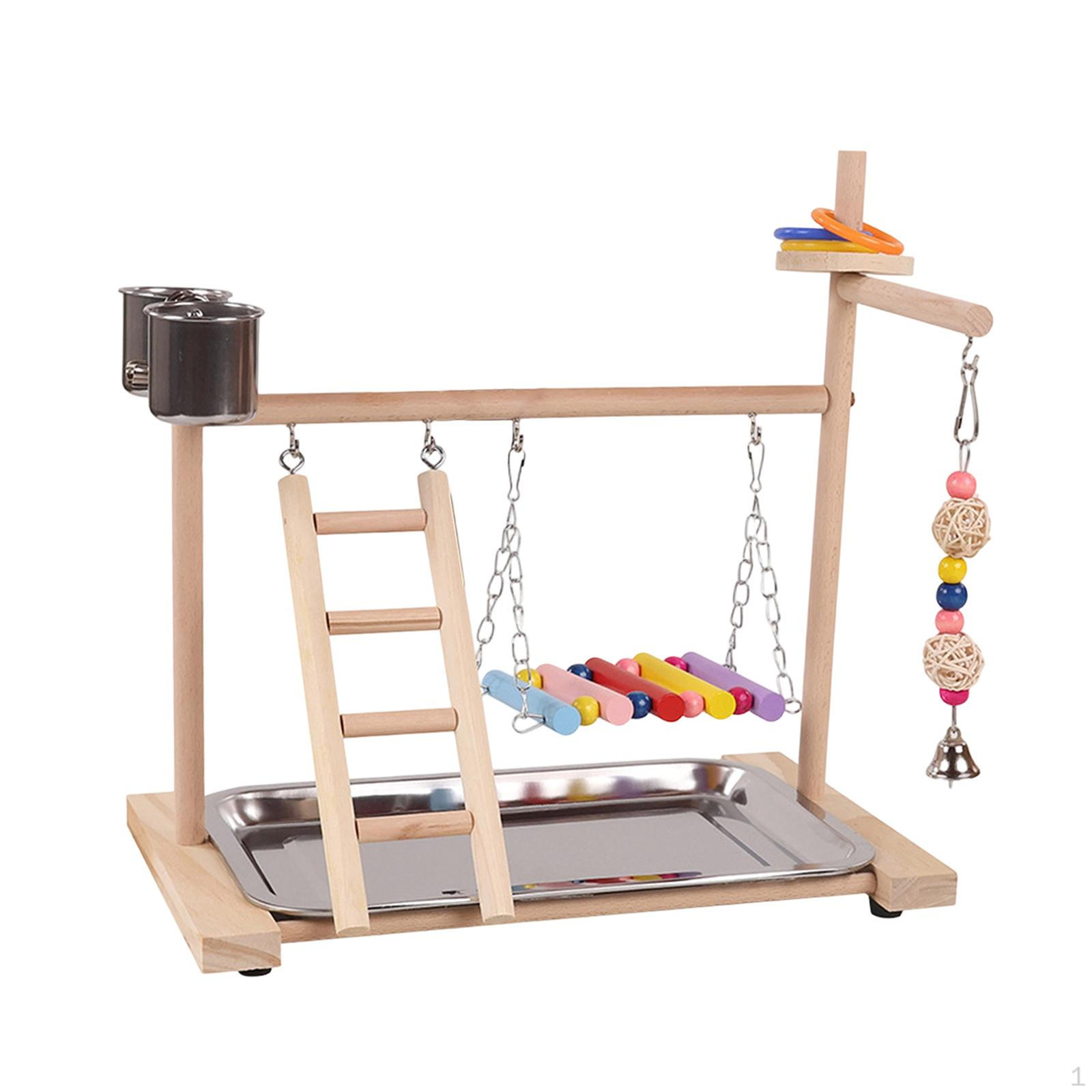 

Parrot Playstand Bird Playground Cage Accessories Exercise Activity Center Wood Perch Gym
