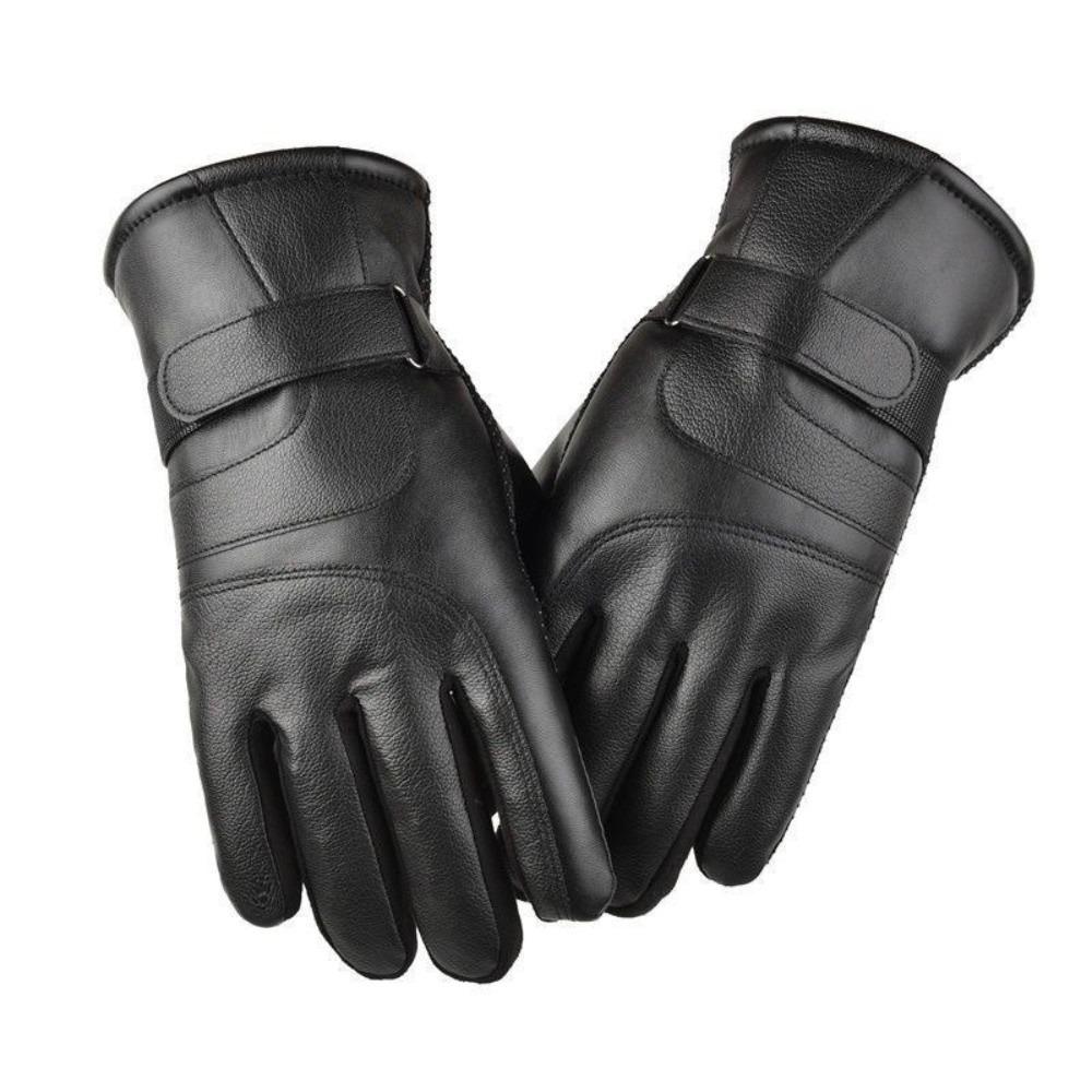 Black Winter Ski Gloves Multifunction Driving Gloves Gift Men Leather Mittens  Female