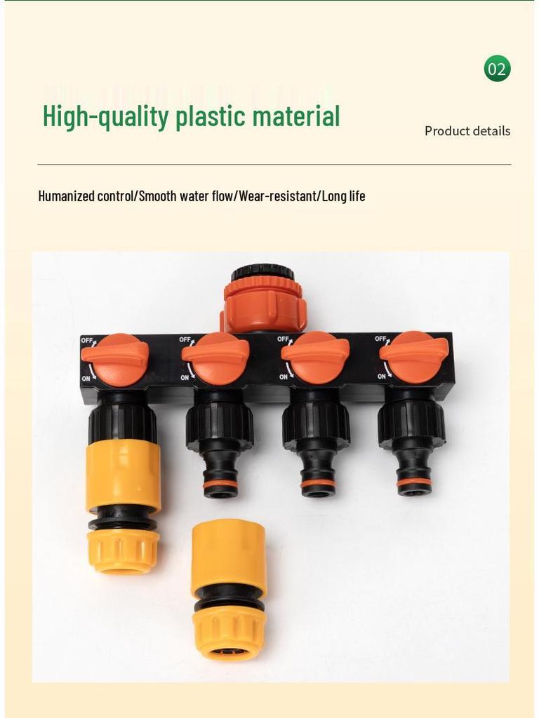 Five-Way Faucet Water Diverter Splitter with Ball Valve Switch (1" X 4 Points)