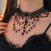 Tassel Crystal Beads Necklace Charm Lace Strand Necklace Retro Gothic Multilayer Choker  Party