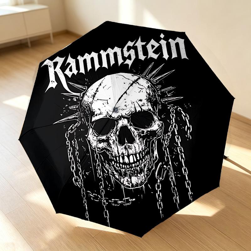 Skull Crossbones 8 Ribs 3Fold Black Glue Uv Protection Umbrella Sun Protection Rainproof Compact Folding Umbrella For Travel Daily Use C923820