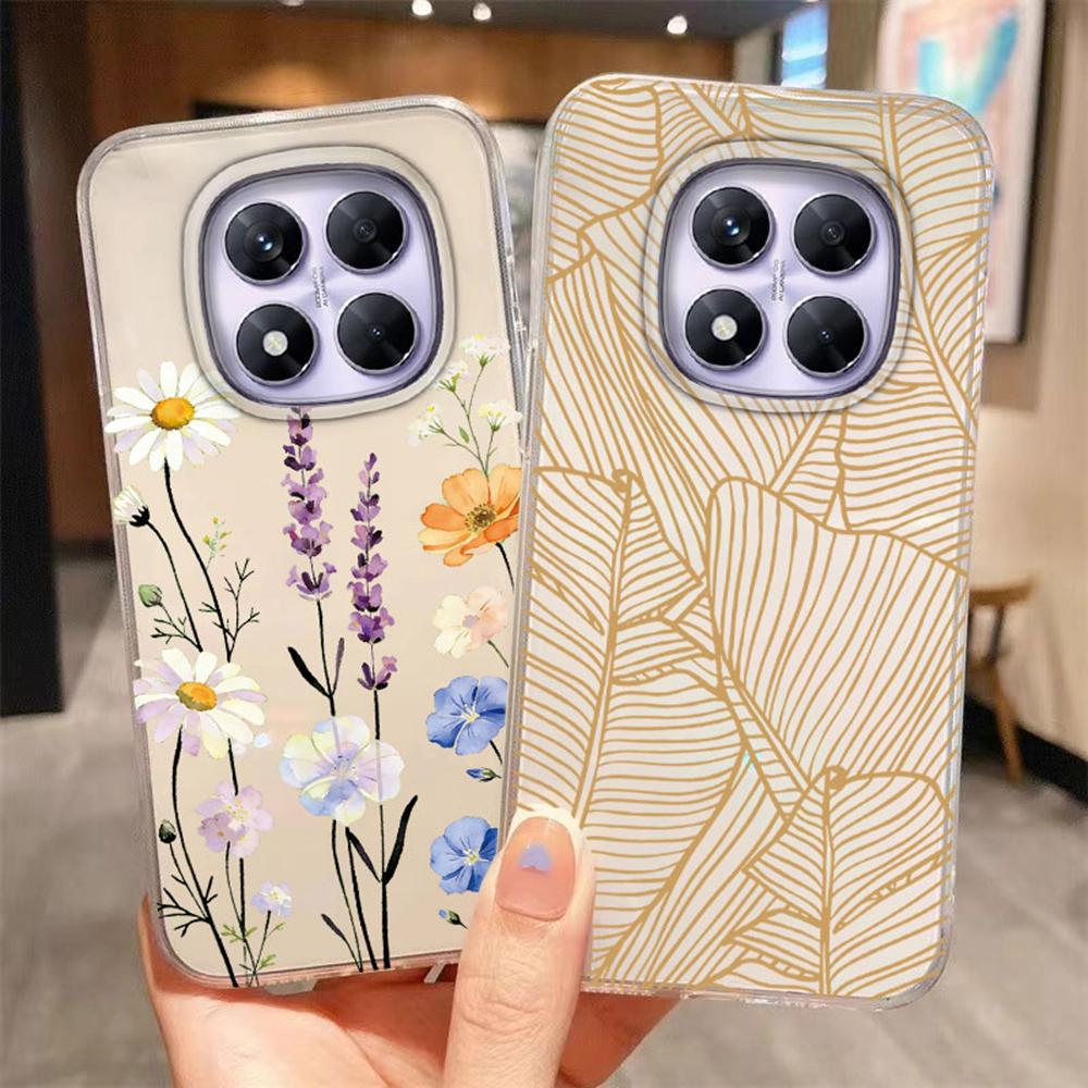 Colorful Floral Korean INS Style Clear Phone Case For Xiaomi Redmi Note 15 14 Pro 15C 14C Protection Soft TPU Transparent Cover