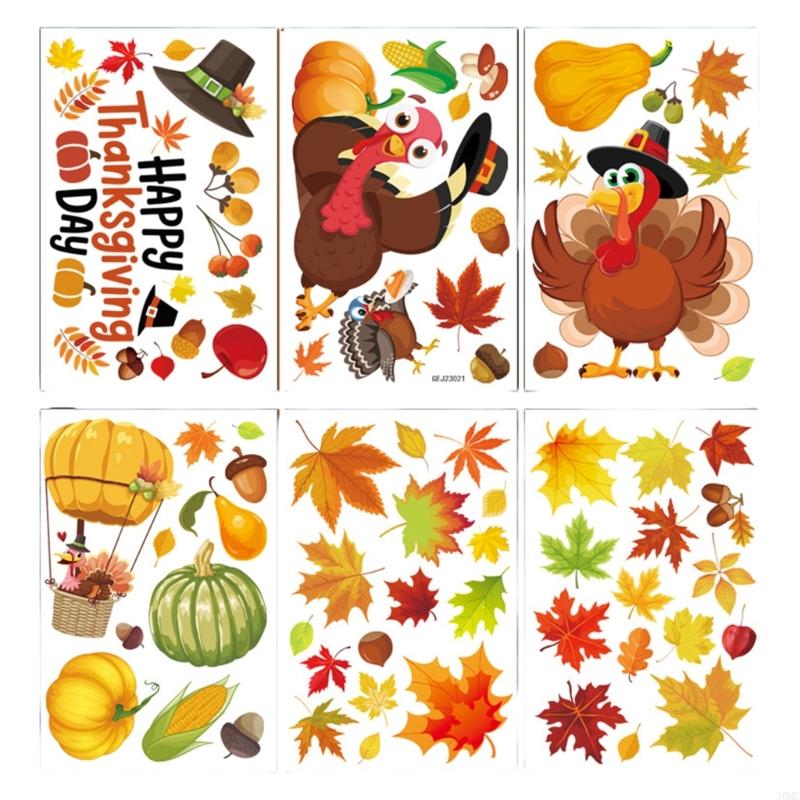 Adhesive Leaf Window 6PCS Removable Fall Season Home J0MC