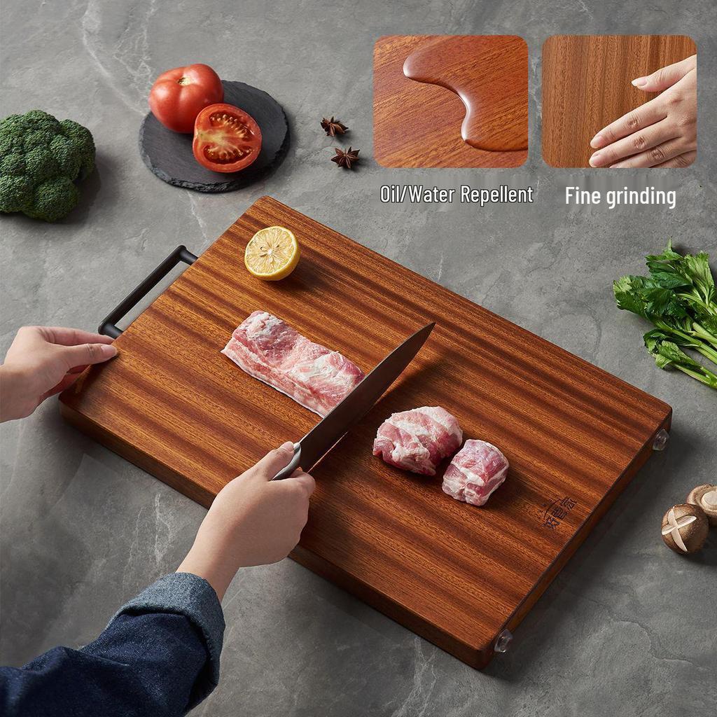 Ebony Wood Antibacterial Cutting Board: Black, Solid Wood, Mildew & Cut Resistant, Thickened for Kitchen.