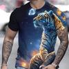 Tiger 3D Printed Short Sleeved T-shirt Summer Breathable polyester Simple Round Neck Top
