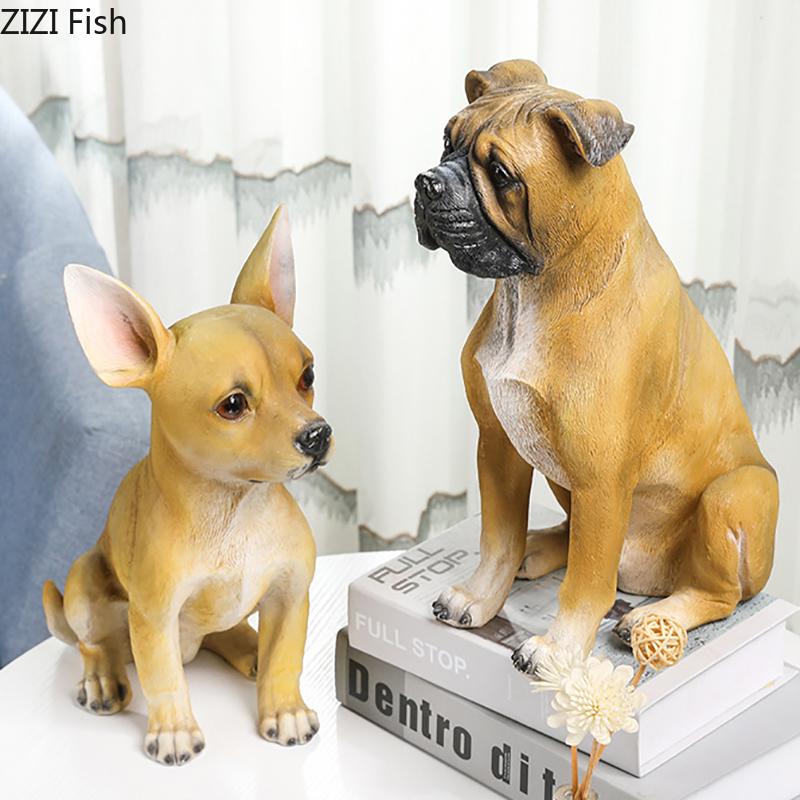Doberman Pinscher Chihuahua Dog Statue Simulated Animal Ornaments Desk Decoration Creative Puppy Sculpture Room Aesthetic Decor