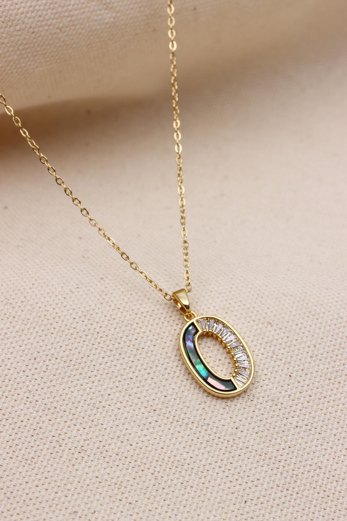 

Ожерелье из стали золотистого цвета с овальным камнем Baguette