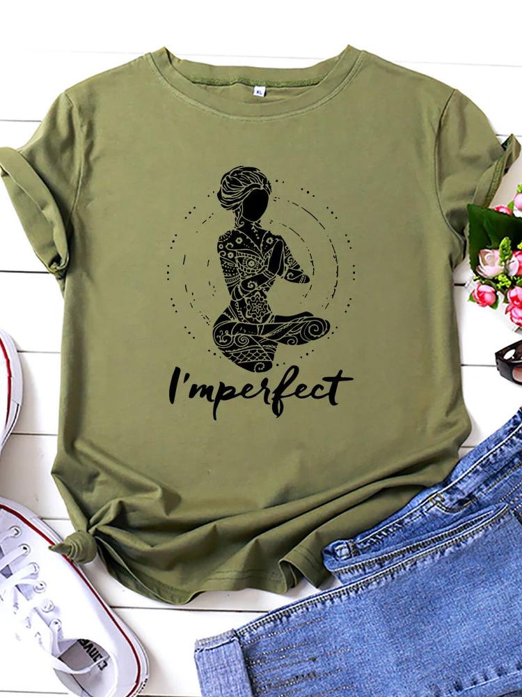 Ich bin Perfektes Yoga Mädchen Aufdruck T-Shirt Damen Kurzarm Rundhals Lockeres T-Shirt Sommer Damen T-Shirt Tops Camisetas Mujer