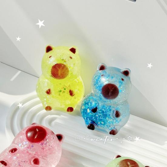 Glitter Capybara Sugar Stress Ball Anxiety Relief Clear Capybara Squeeze Toy Stretchy Slow Rising Relaxing Animal Pinch Fidget Toy