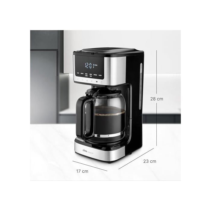 Cafetière à filtre programmable - 14 Tasses - 1,8L - Écran tactile - Acier inoxydable - Filtre en nylon réutilisable