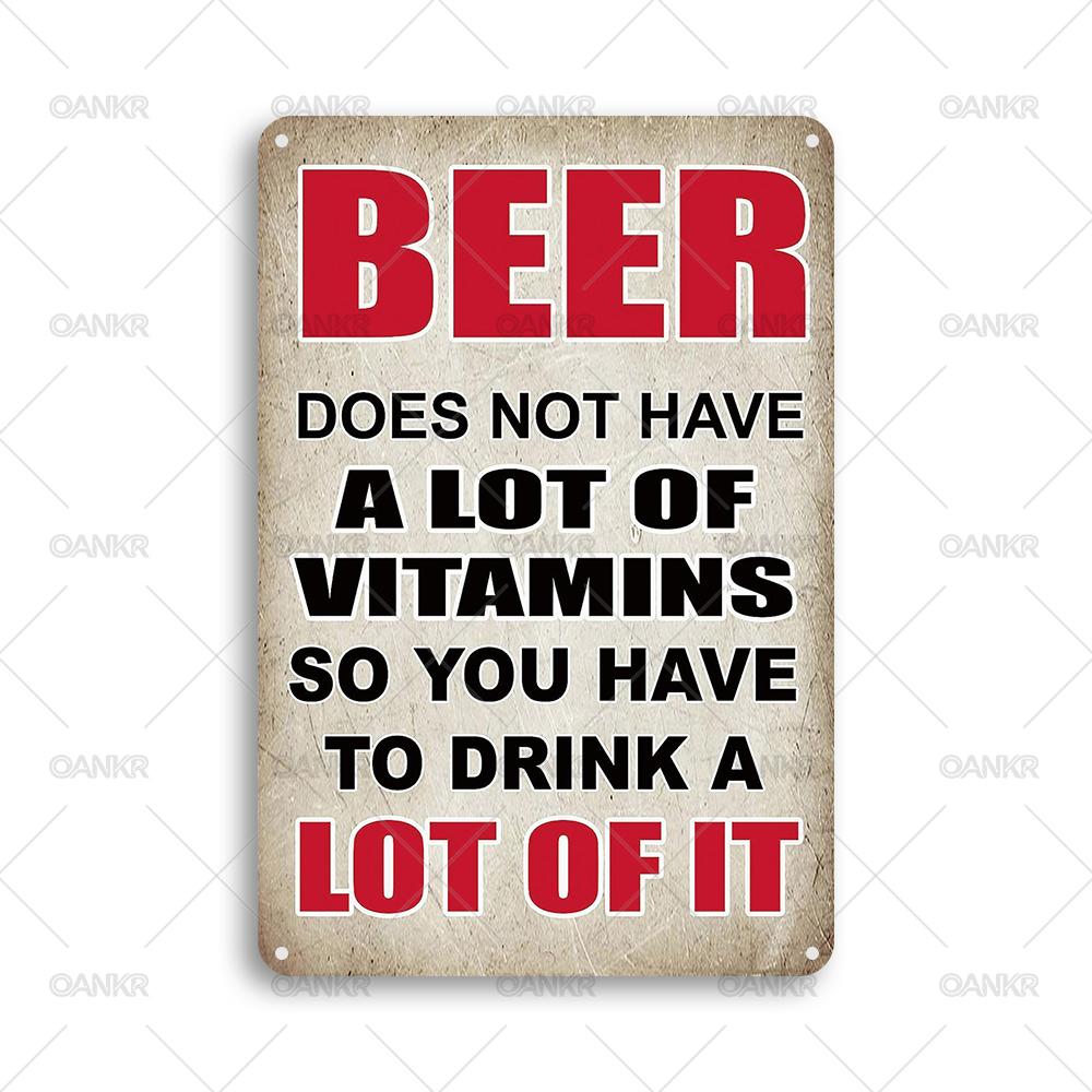 

Vintage Pub Bar Club Decor Poster Metal Tin Sign Beer Does Not Have Vitamins Metal Signs for Backyard Wall Decor Accessories 20x30cm
