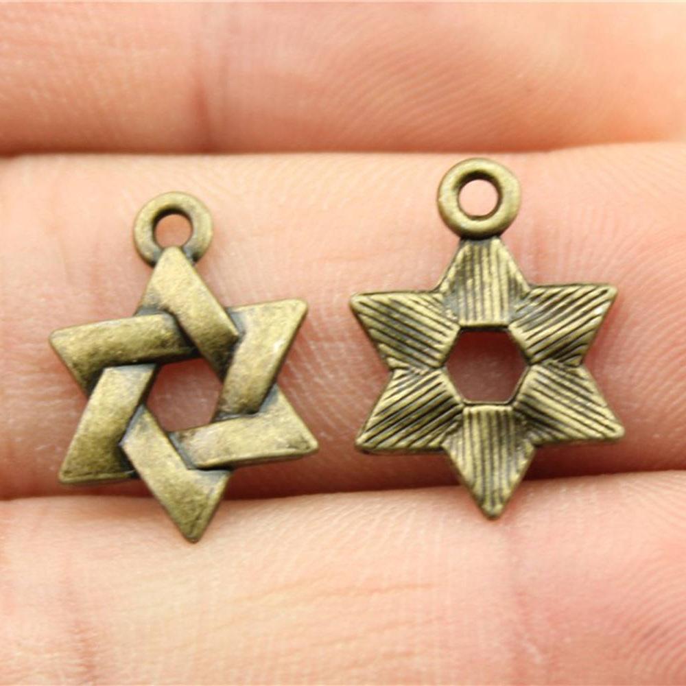20pcs Hexagram Star Of David Charms Pendants For Bracelet Jewelry Making DIY Handmade Craft