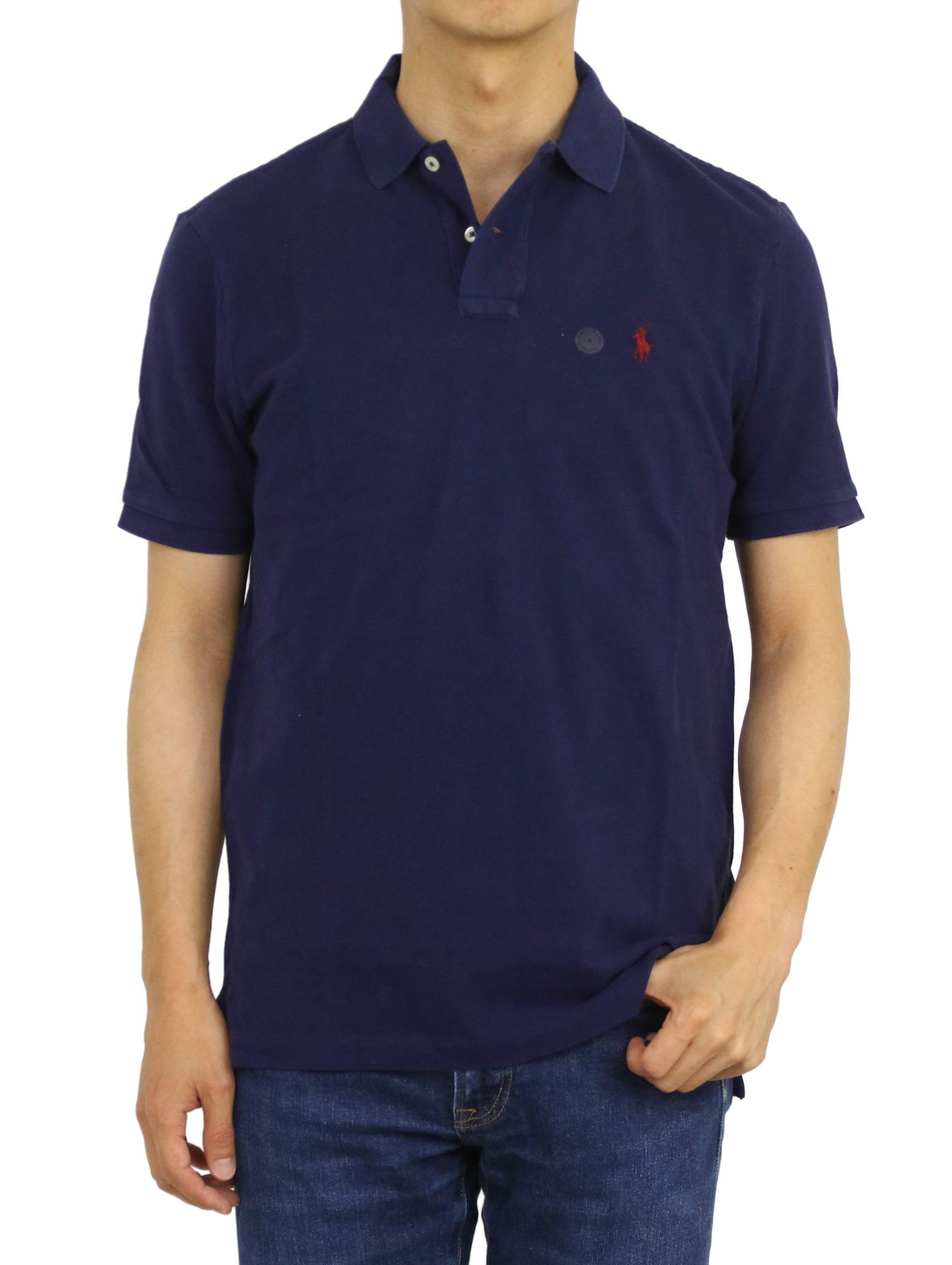 Polo Ralph Lauren Short Sleeve Classic Fit Polo Shirt with Embroidered Solid Men s Pony, Color, 0105601-XXL-NAVYRED [Used]