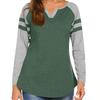 Women's Casual Fashion Striped Long-sleeved T-shirt V-neck Color-blocked Top