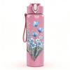 1PC Dried Blue Lavender Bouquet Print 750ml Color Plastic Sports Water Bottle Leakproof Flip Straw Lid Suitable for Sports Office Home Use