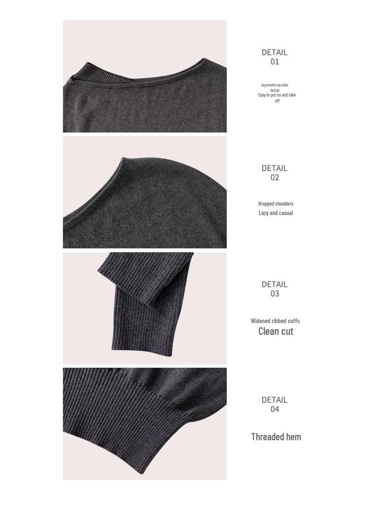 Cozy Autumn/Winter Off-Shoulder Wool Sweater - Women's Casual Knit Top
