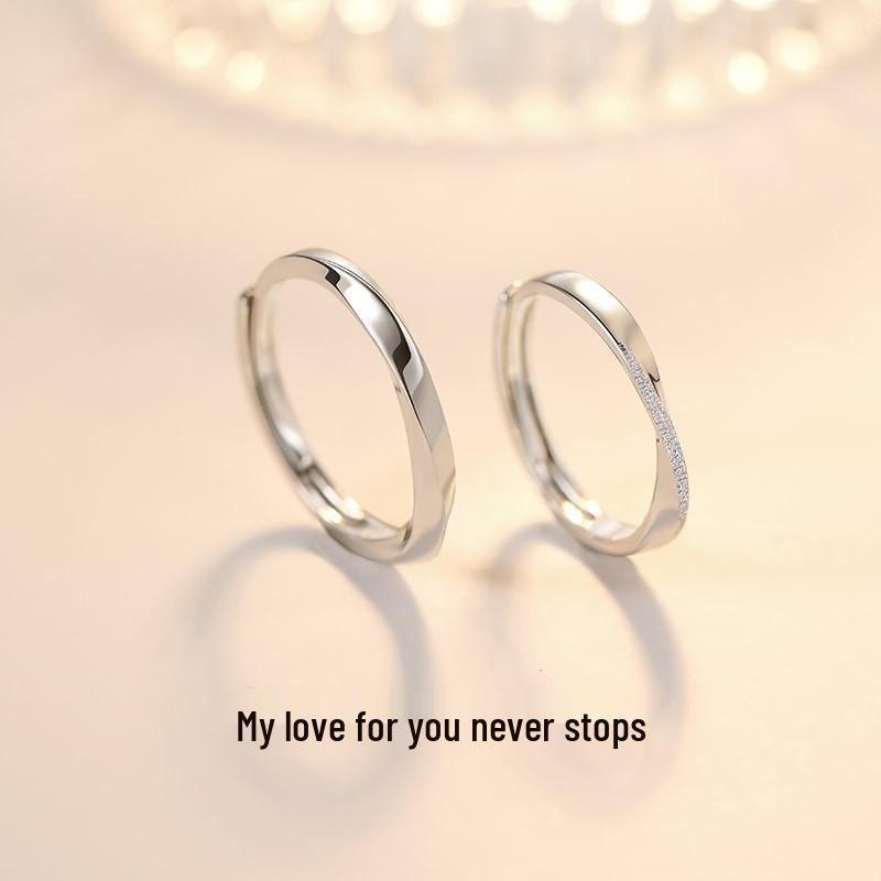 S925 Sterling Silver Möbius Ring: Women's Adjustable Luxury Plain Band Design