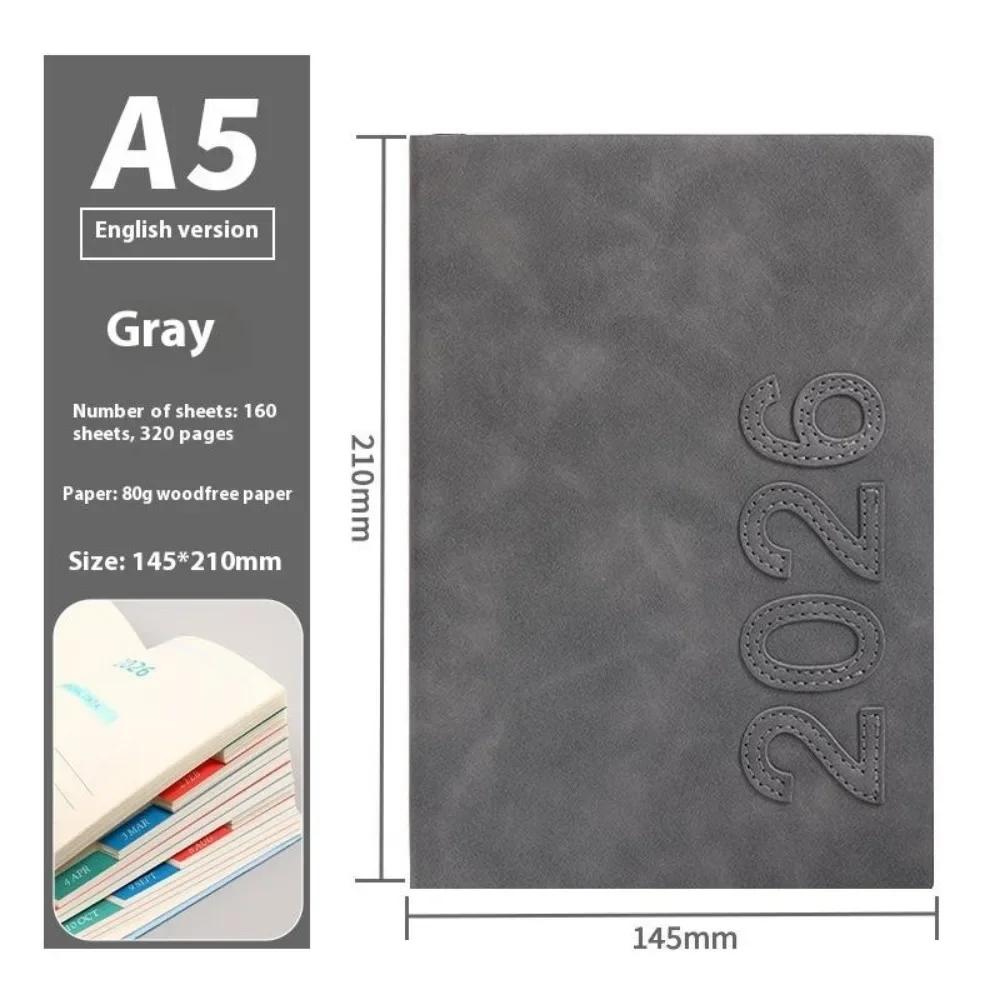 A5 2026 Ежедневник Текстурированный ПУ Календарь Планировщик Напоминание Английская Версия Планировщик Блокнот Ежедневный Планировщик Список Дел