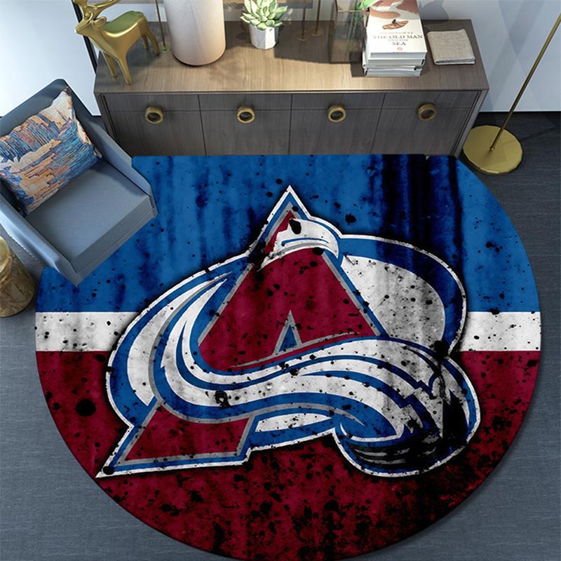 Colorado Avalanche2 Round Area Rug,Carpet Rug for Living Room Bedroom Sofa Playroom Decor,Non-slip Floor Mat