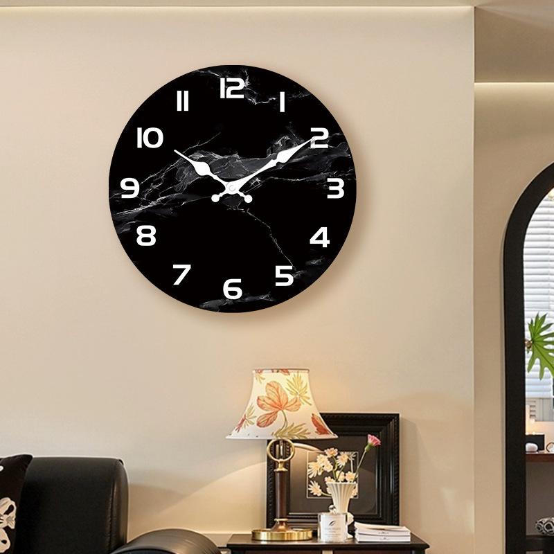 11-Inch hot-selling wood grain new silent wall clock without punching, living room bedroom creative wall-mounted retro clock