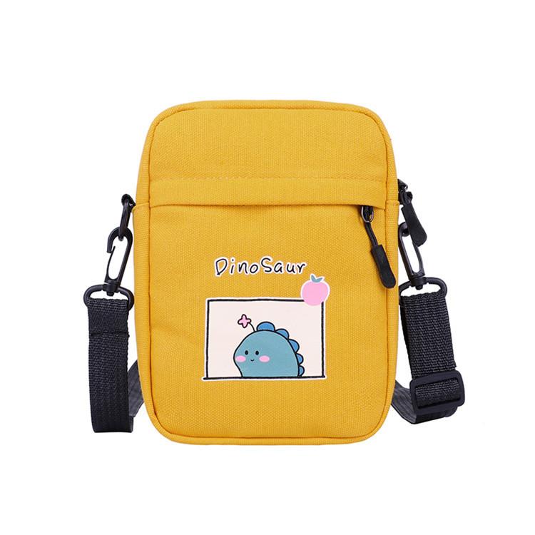 Autumn and Winter New Canvas Small Bag Women's Korean Version Fashion Shoulder Bag Ins Student Casual Messenger Dinosaur Small Square Bag