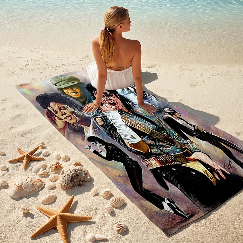 Amerikanische Musik Rock Michael Joseph Jackson Strandtuch Outdoor Camping Urlaub Schwimmen Strandtuch Outdoor Saugfähiges Badetuch Y4
