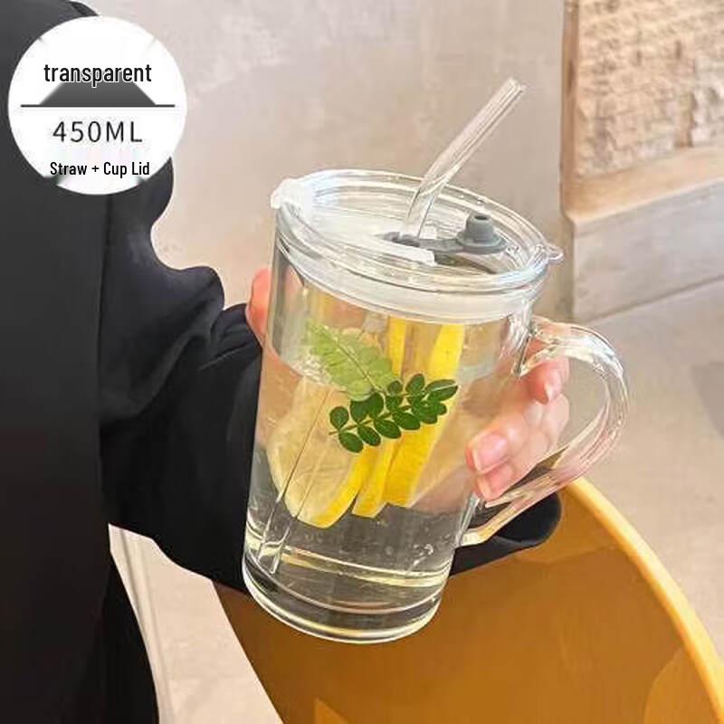Borosilicate Glass Straw Cup with Handle