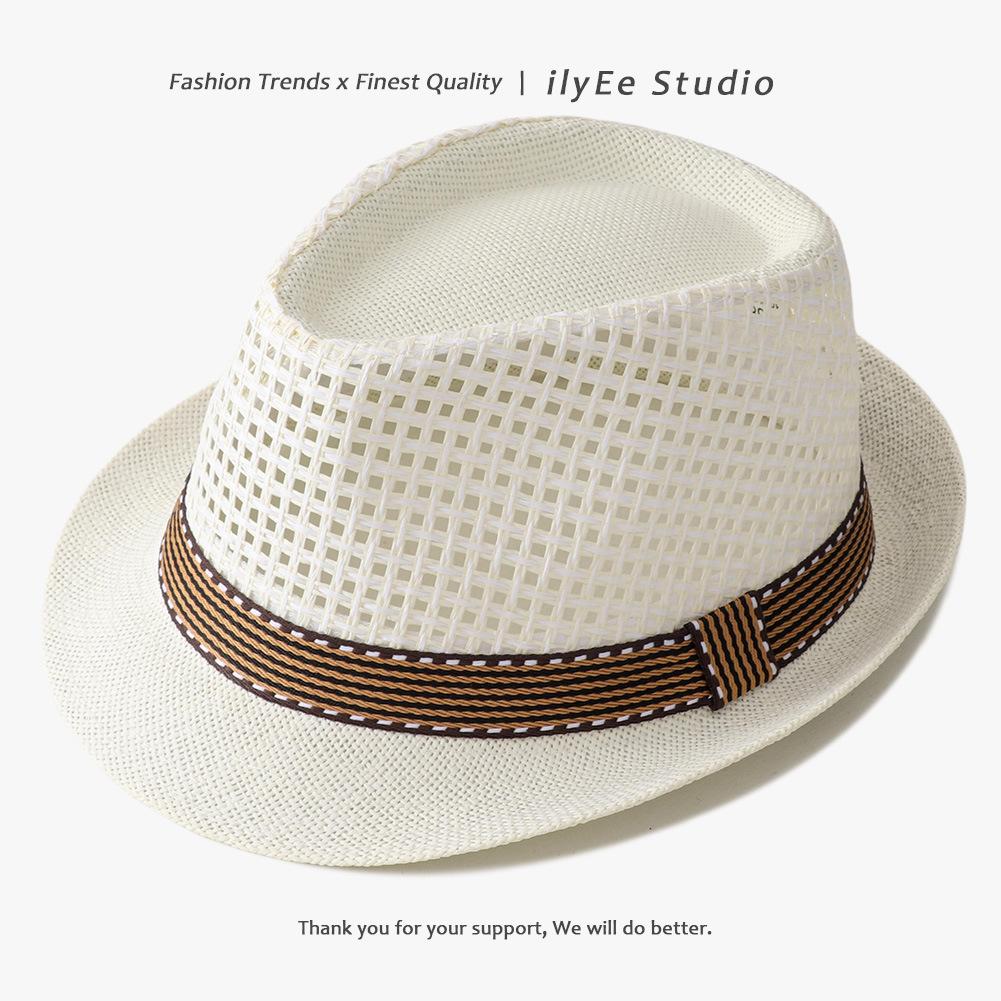 Men's Panama Straw Hat Summer New British Jazz Hat Women's Sunshade Sun Protection Beach Flat Top Hat